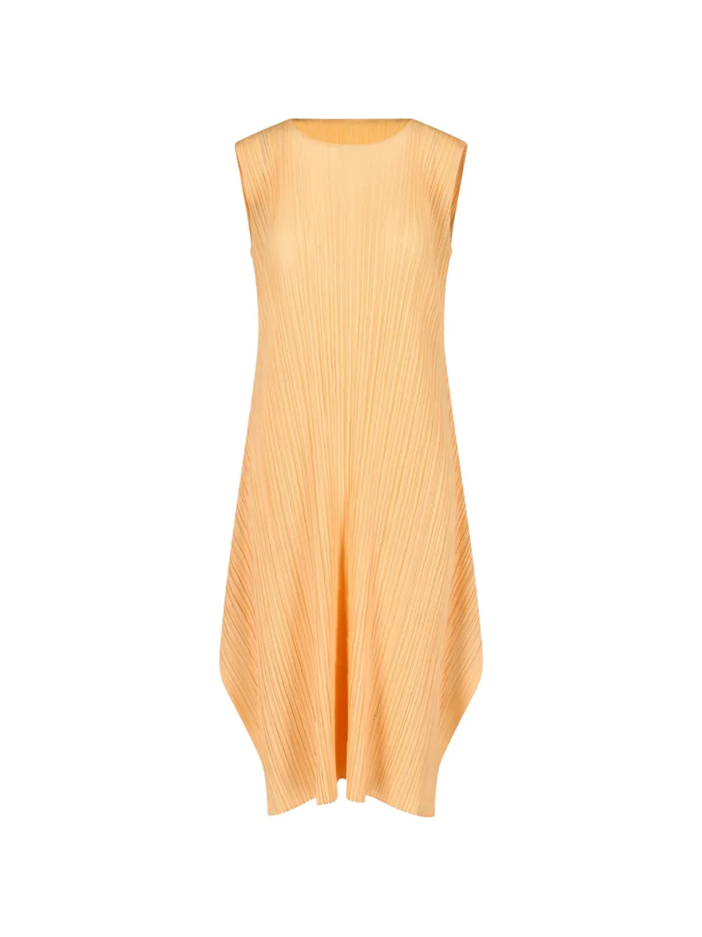 Pleats Please Issey Miyake pleated asymmetric midi dress - Arancione