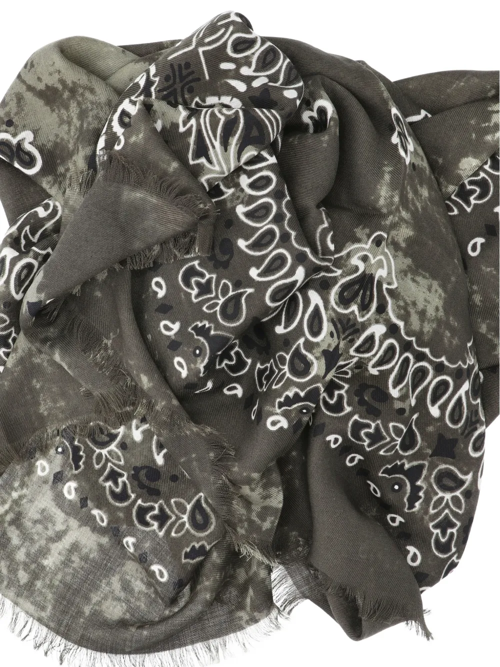 Destin Sjaal met paisley-print en franje Grijs