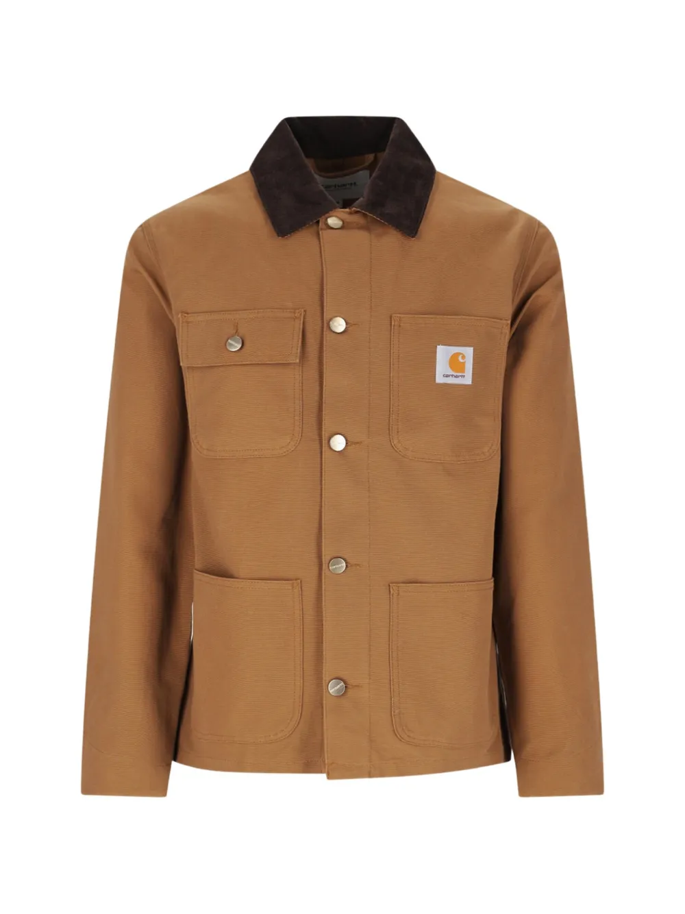 Carhartt WIP Michigan Coat corduroy-collar logo-patch jacket - Marrone