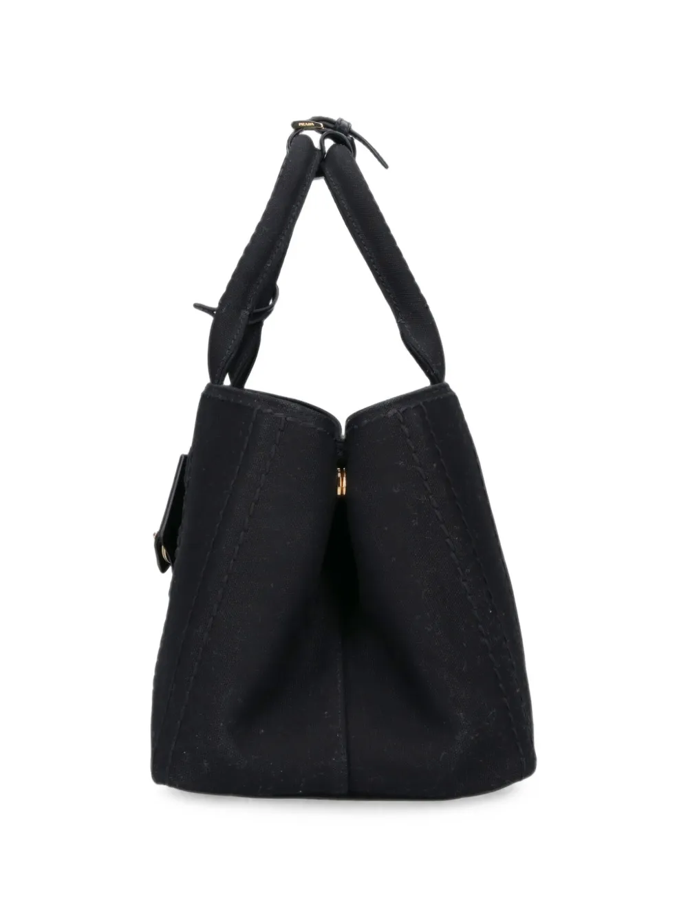 Prada logo-embroidered canvas tote bag Zwart