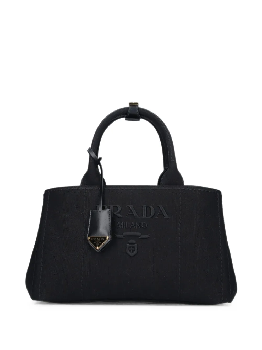 Prada logo-embroidered canvas tote bag - Nero