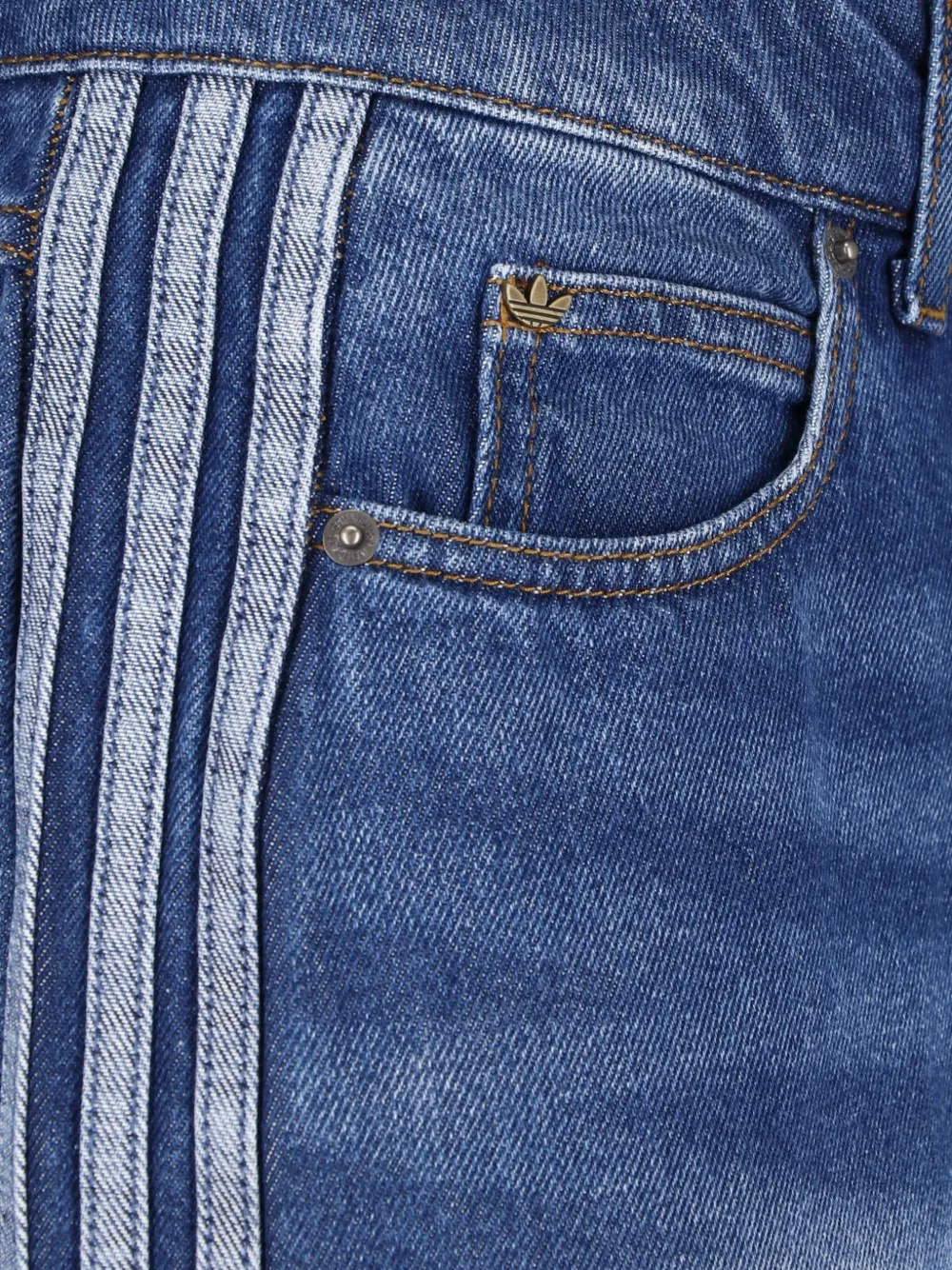 adidas 3-Stripes denim maxi-rok met split Blauw