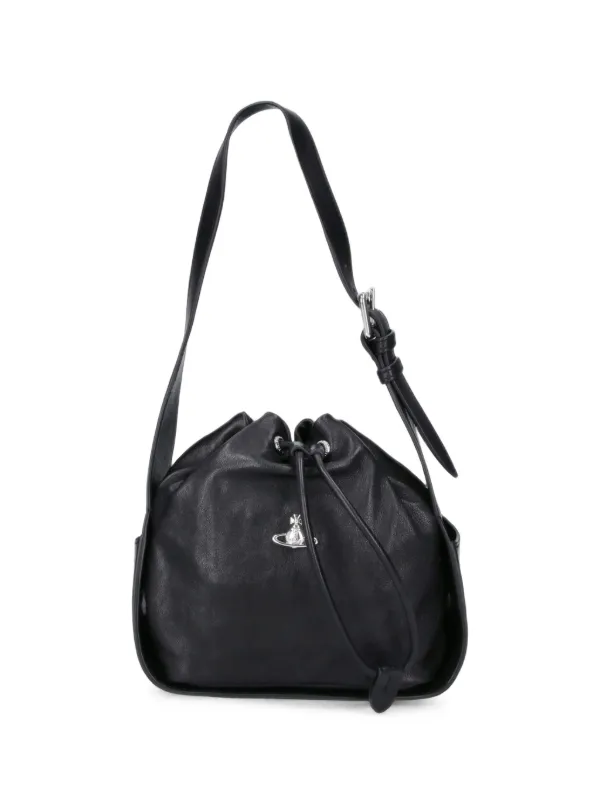 Vivienne Westwood Stacey Orb-plaque Drawstring Bucket Bag in Black