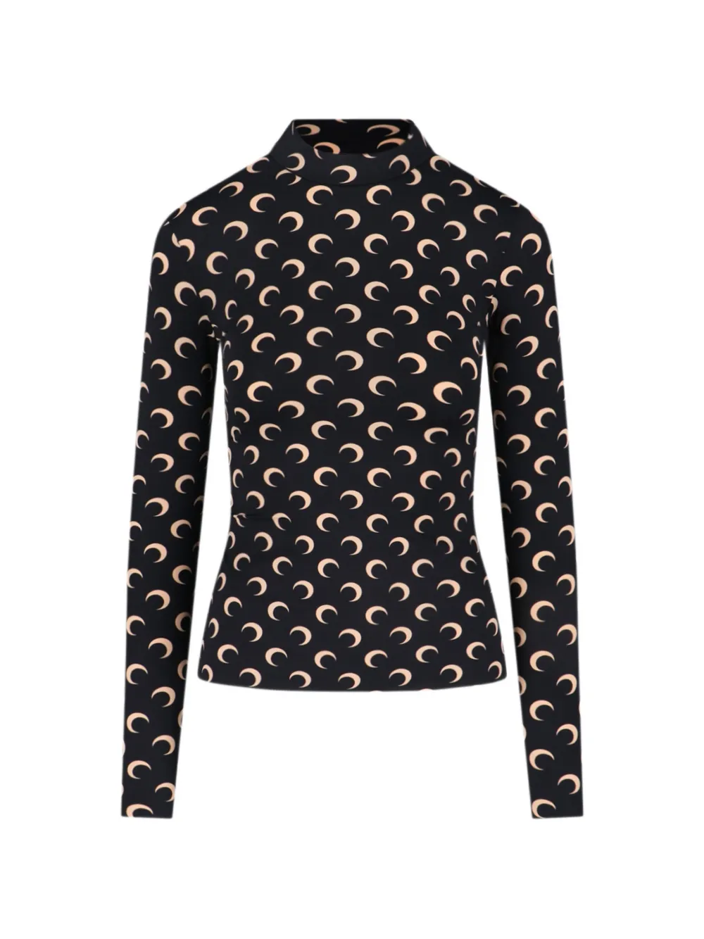 Marine Serre Second Skin Stehkragen-Top aus recyceltem Moon-Jersey - Schwarz