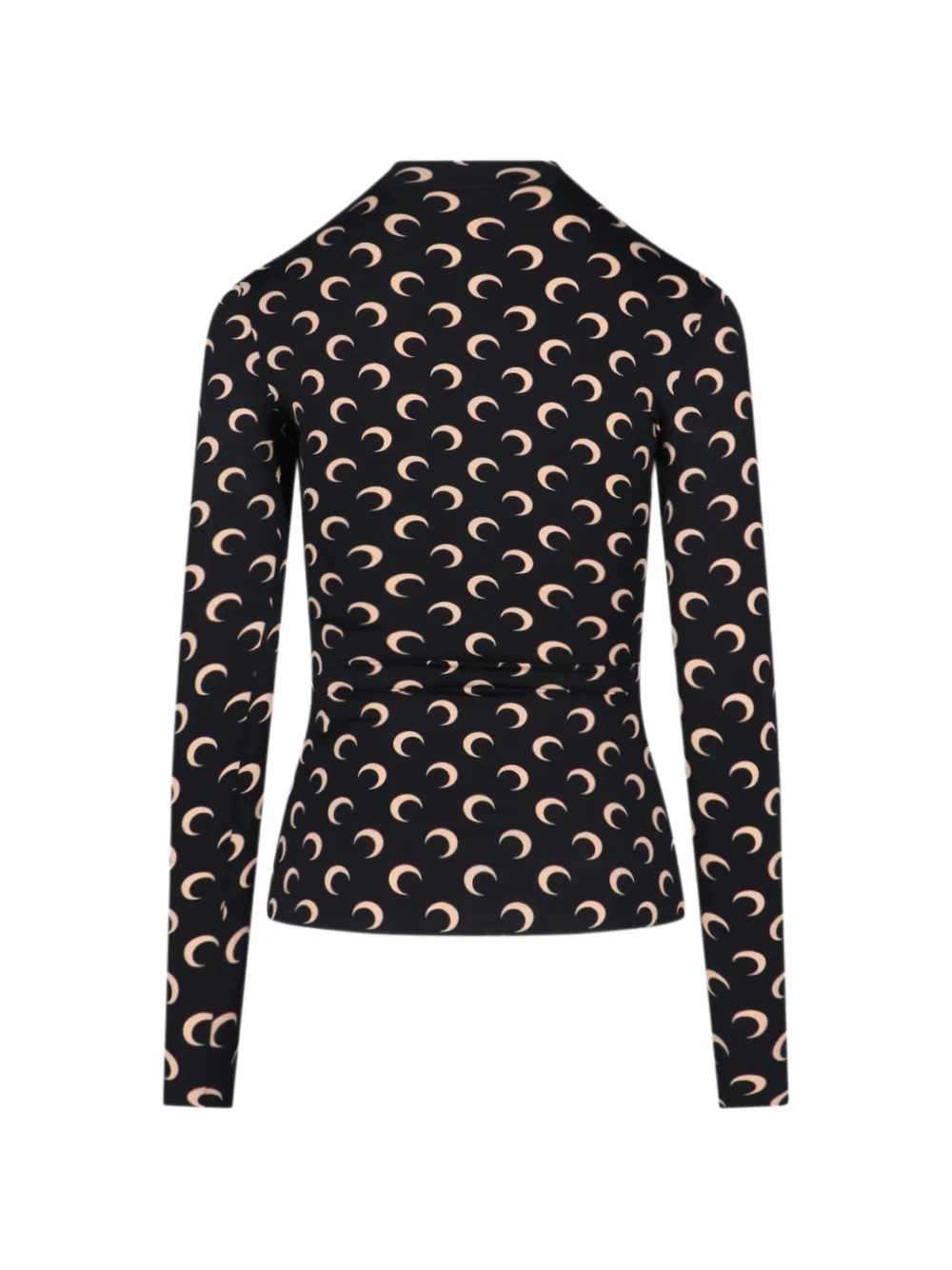 Marine Serre Recycled Moon jersey Second Skin top met hoge hals Zwart