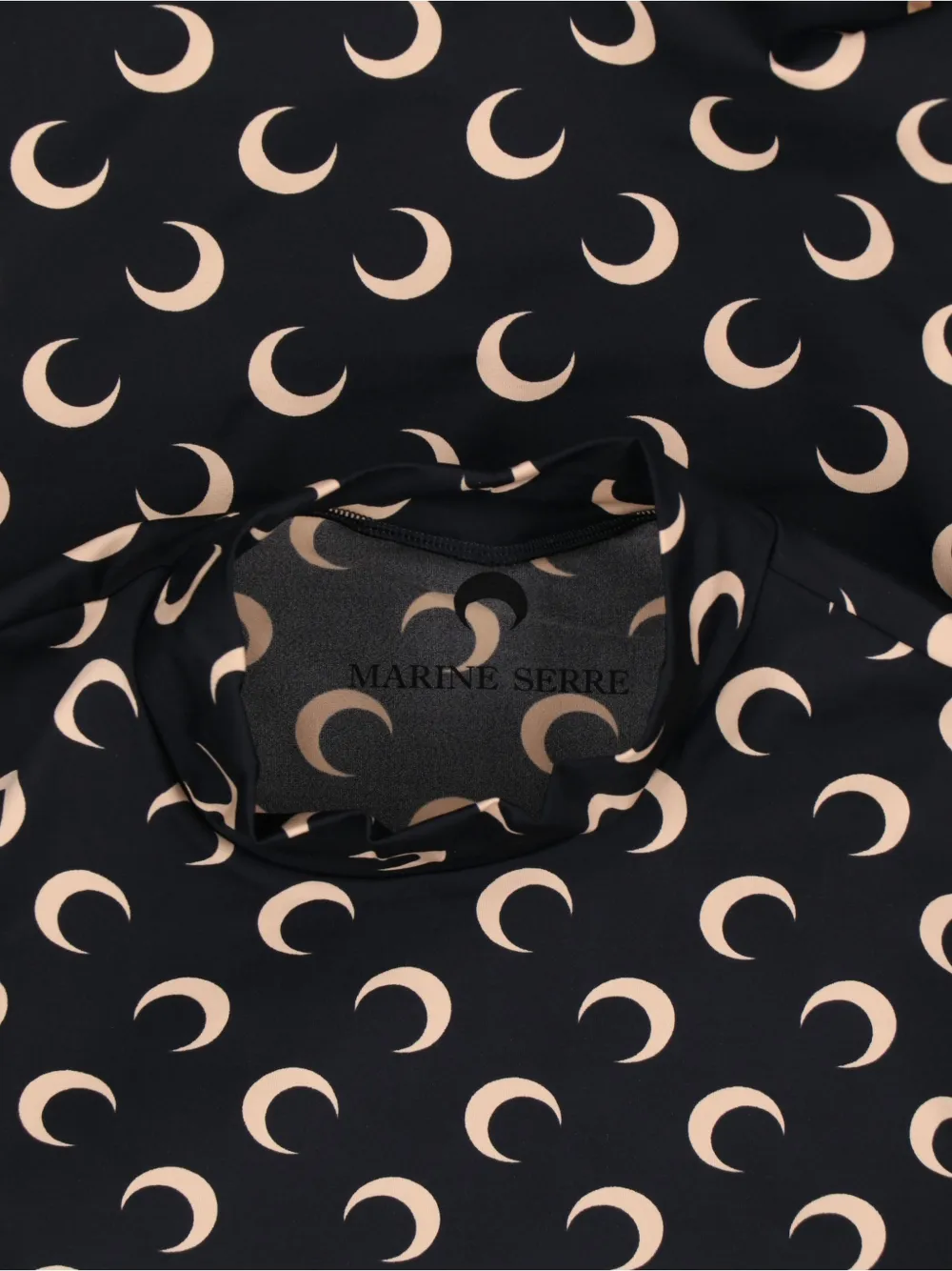Marine Serre Recycled Moon jersey Second Skin top met hoge hals Zwart