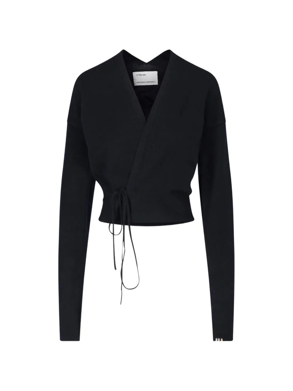 Extreme cashmere Ella wrap-style cardigan Zwart