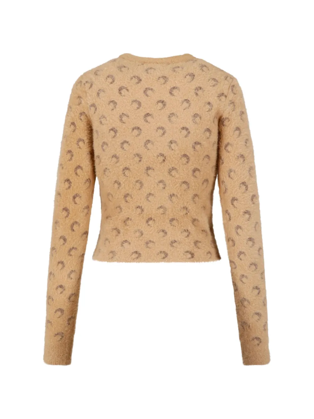Marine Serre fluffy Moon jacquard knit crew-neck sweater Beige