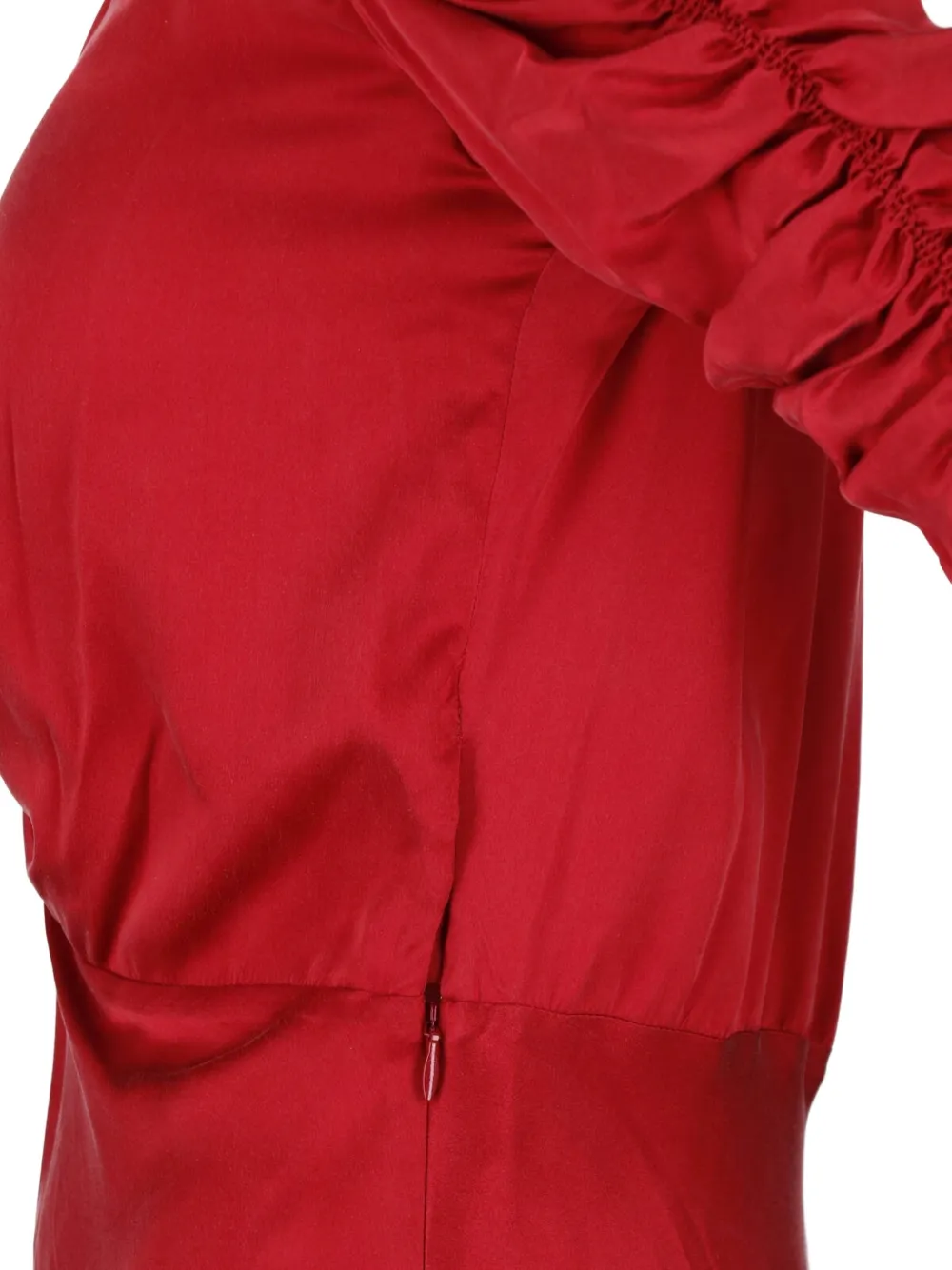 ISABEL MARANT Lemila zijden midi-jurk met ruches Rood