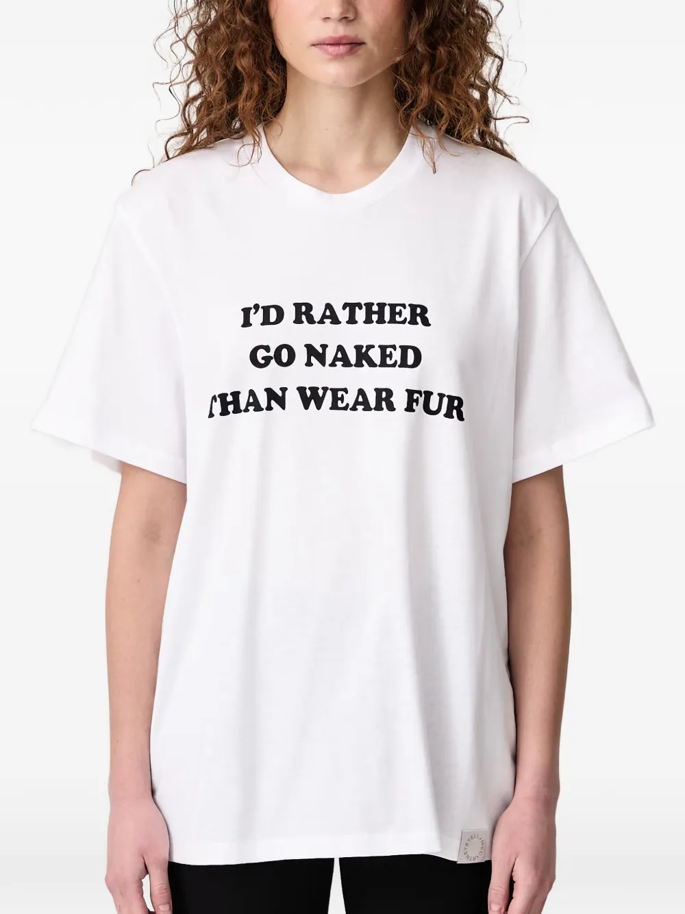 Stella McCartney Rather Go Naked' slogan T-shirt
