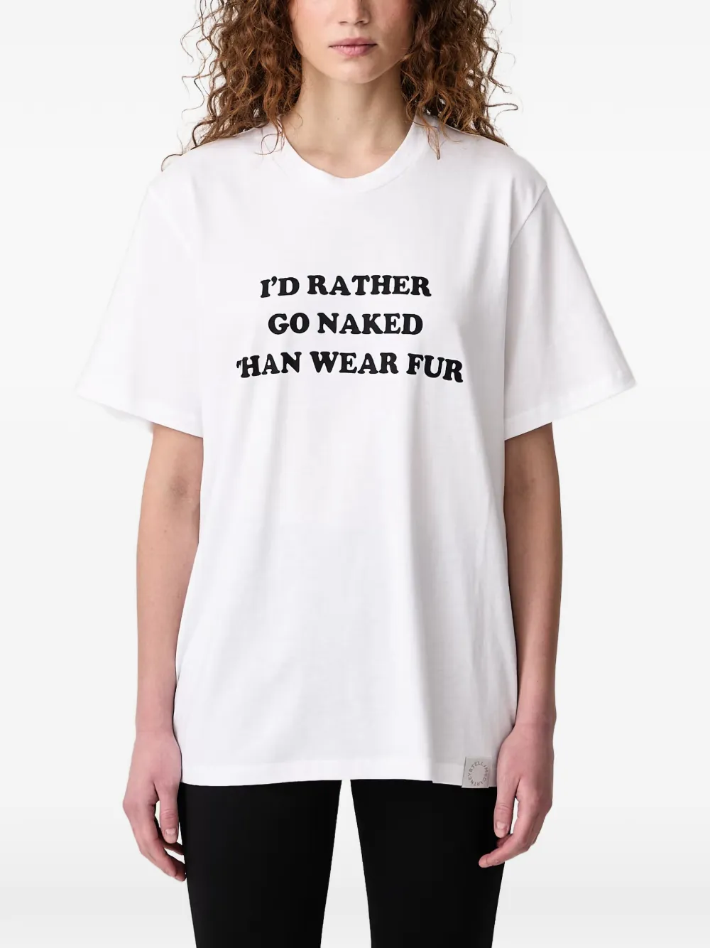 Stella McCartney T-shirt met 'Rather Go Naked' tekst Wit