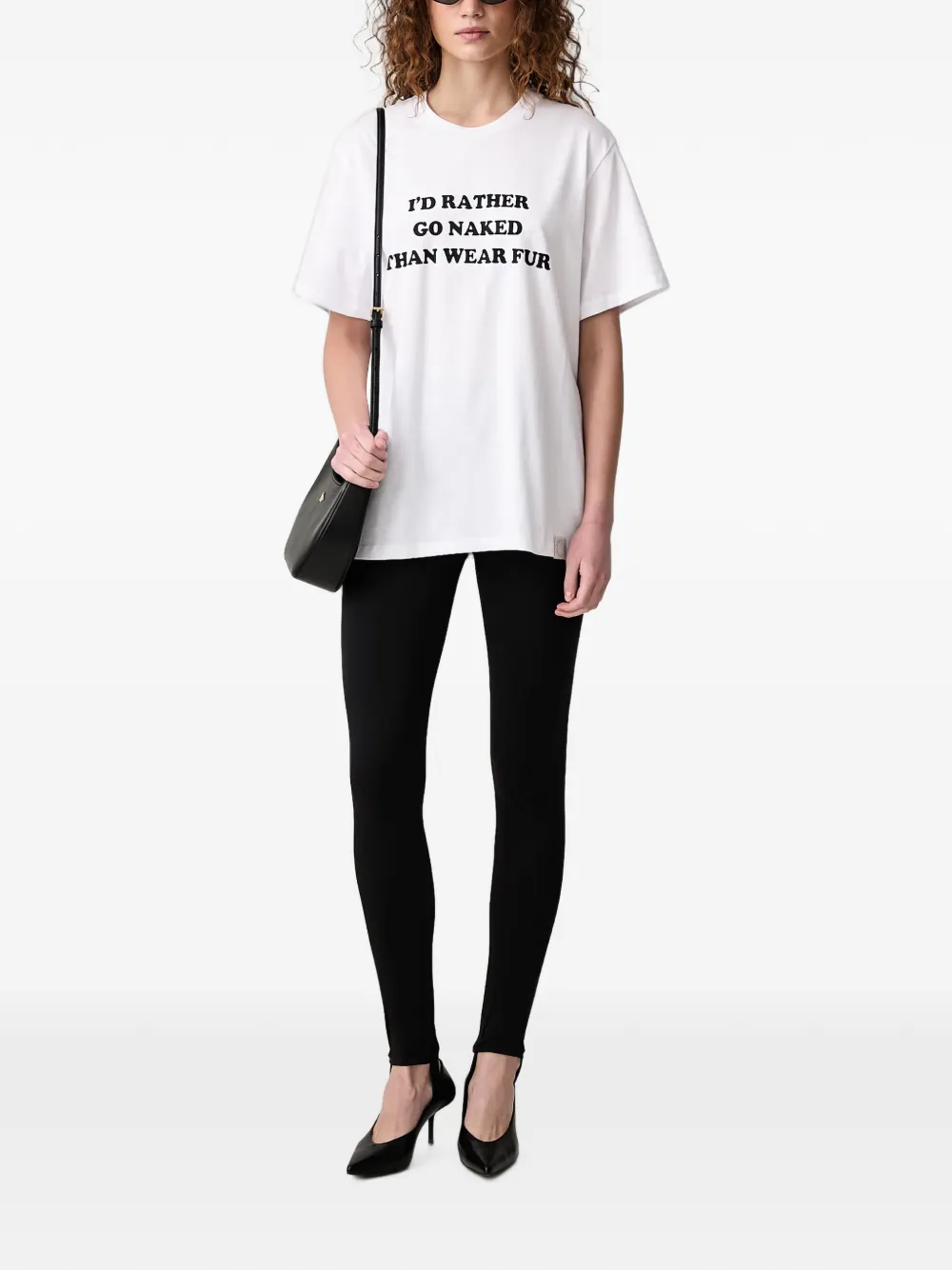Stella McCartney T-shirt met 'Rather Go Naked' tekst Wit
