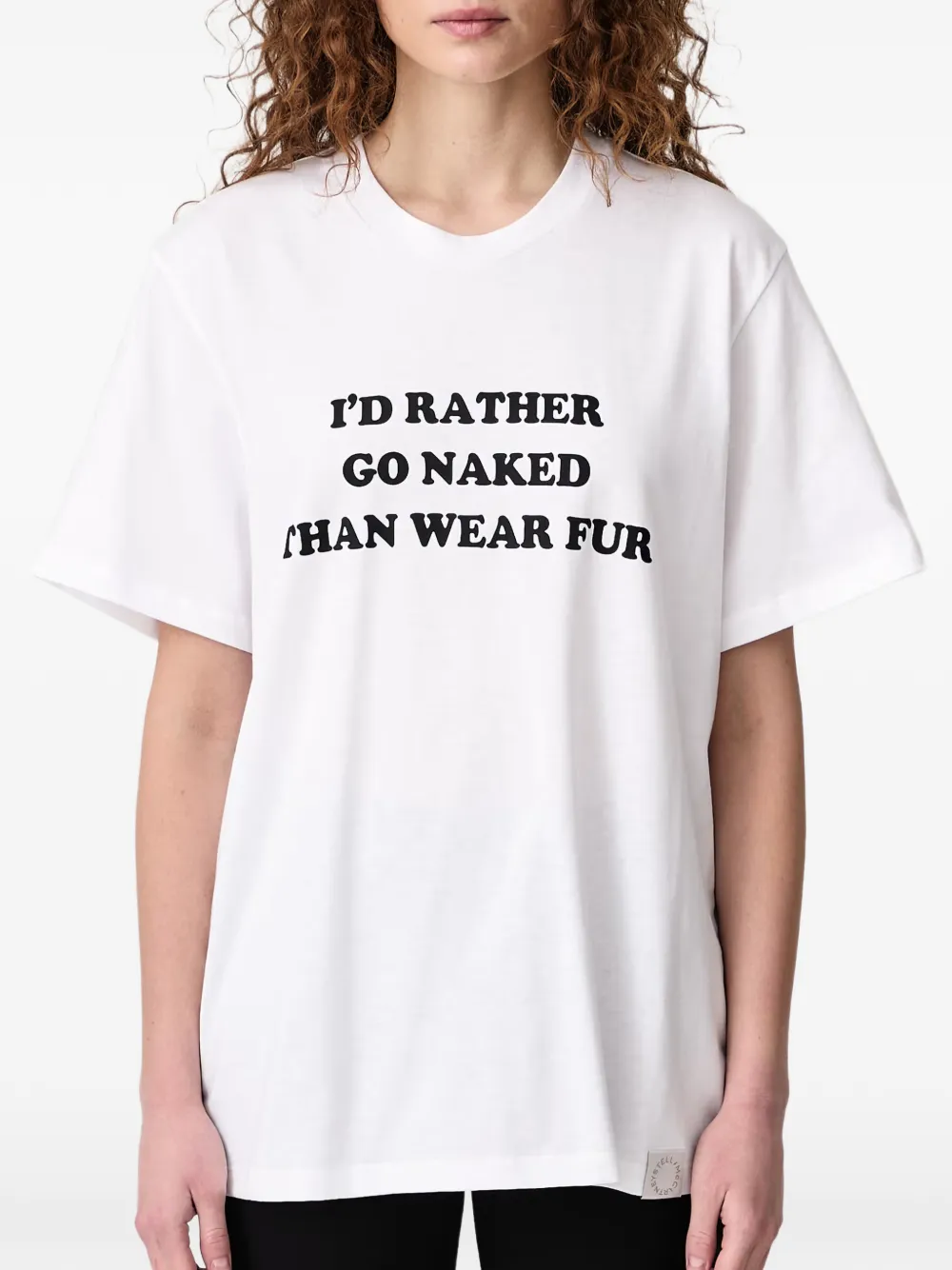 Stella McCartney T-shirt met 'Rather Go Naked' tekst Wit
