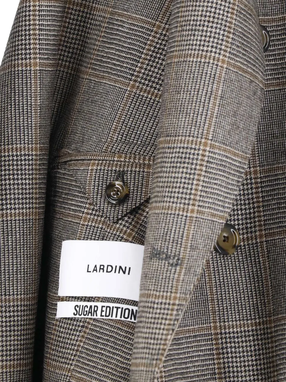 Lardini x Sugar jack met Prince of Wales-ruit en dubbele rij knopen Bruin