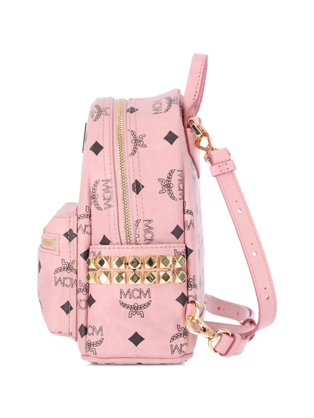 MCM Rugzak verfraaid met studs en monogram Roze