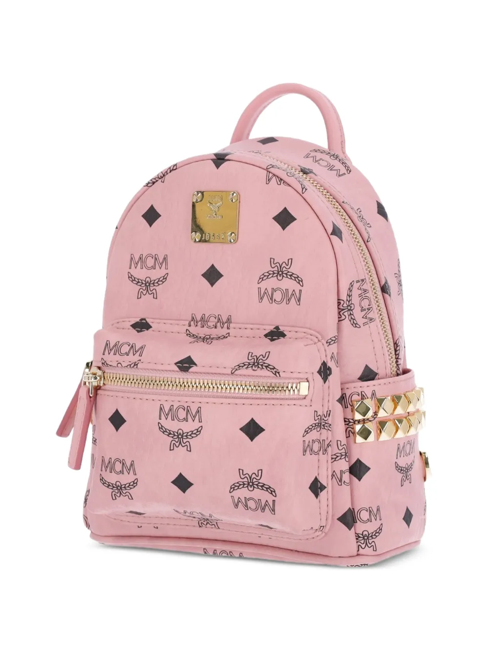 MCM Rugzak verfraaid met studs en monogram Roze