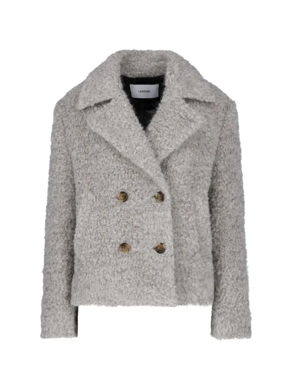 Lardini Double-breasted Bouclé Jacket in Grey