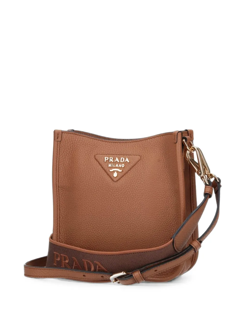 Prada Kleine leren schoudertas Bruin