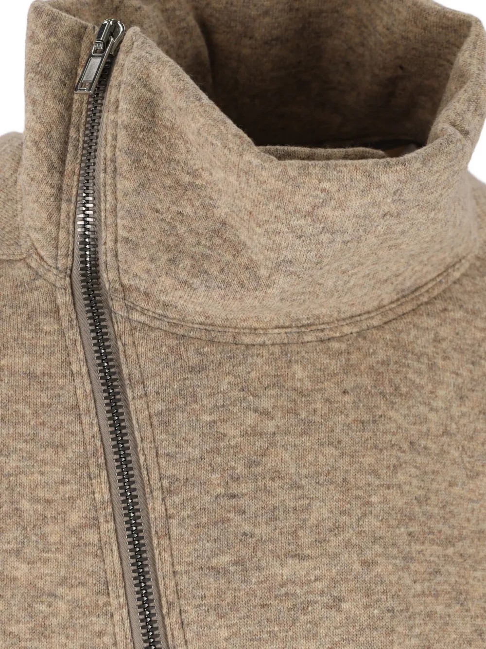 Rick Owens Tower Bauhaus trui met trechterhals en asymmetrische rits Beige