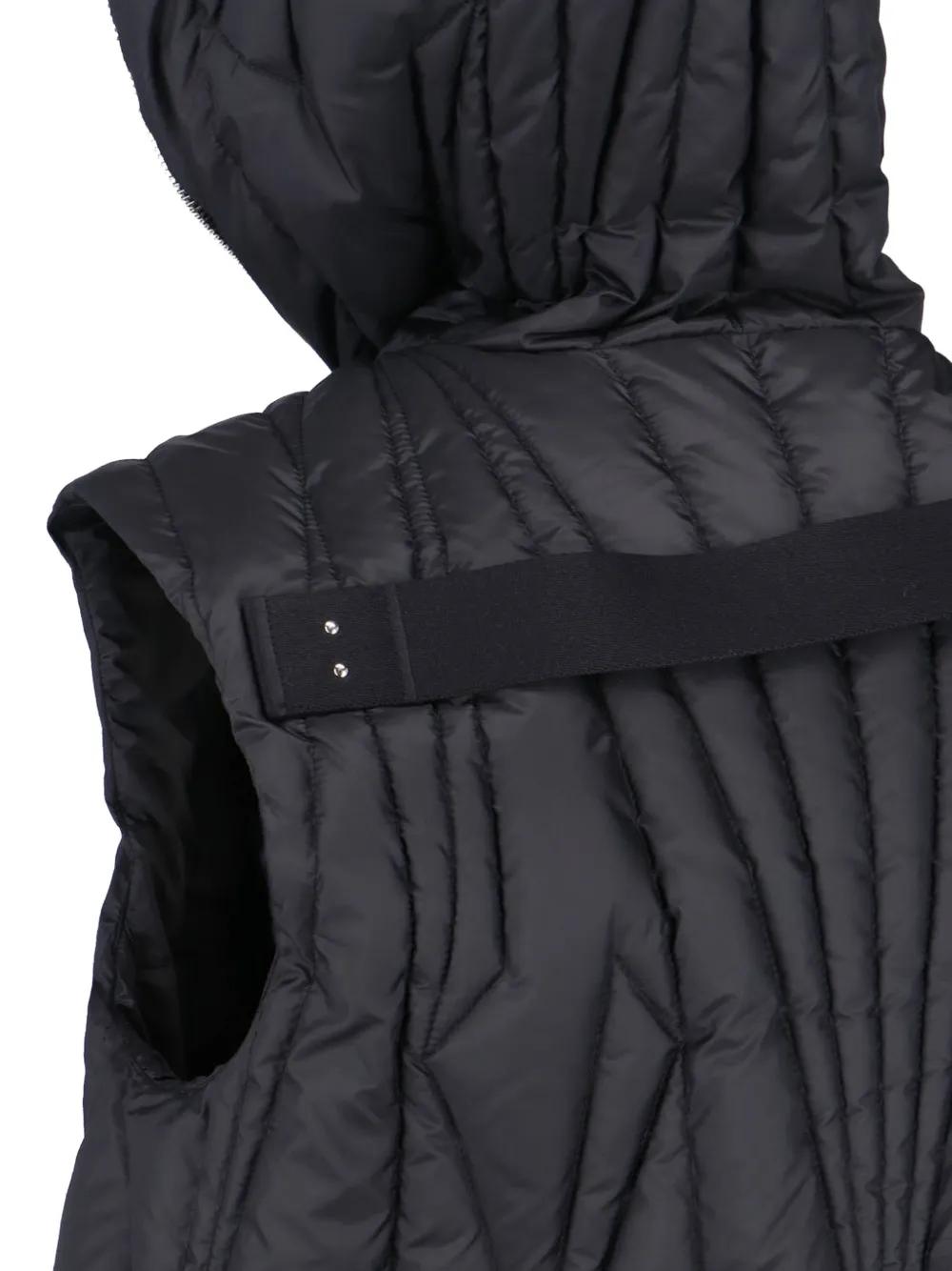 Moncler x Rick Owens gewatteerde bodywarmer met capuchon Zwart