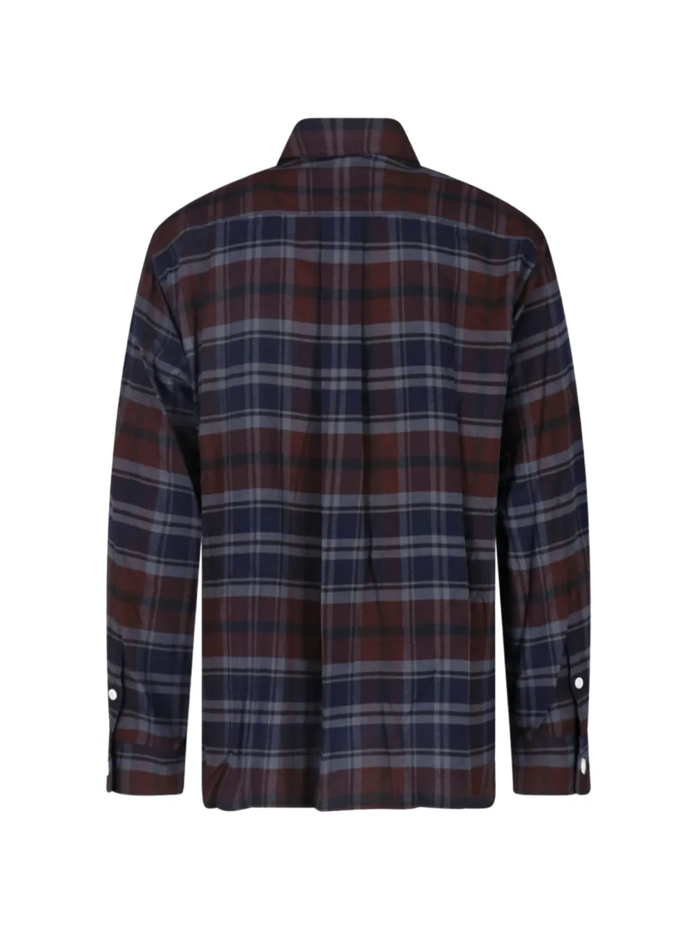 sacai Geruit overhemd met sjaaldetail Blauw