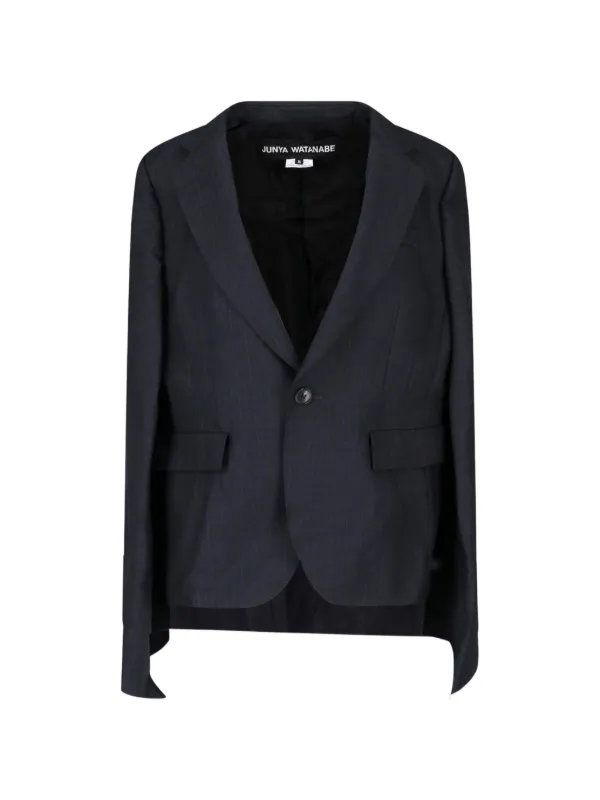Junya Watanabe Pinstripe-pattern Cape-style Jacket in Grey