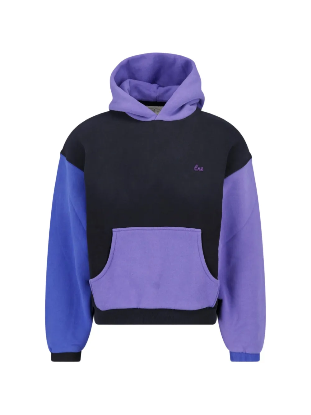 ERL logo-embroidered colour-block hoodie