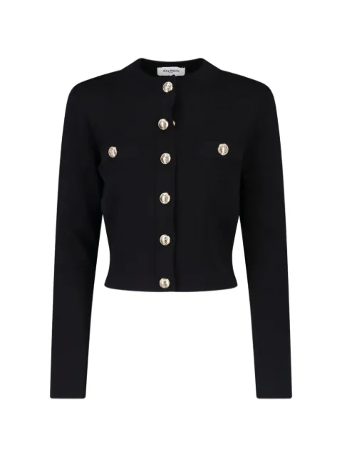 Balmain embossed-button cropped jacket