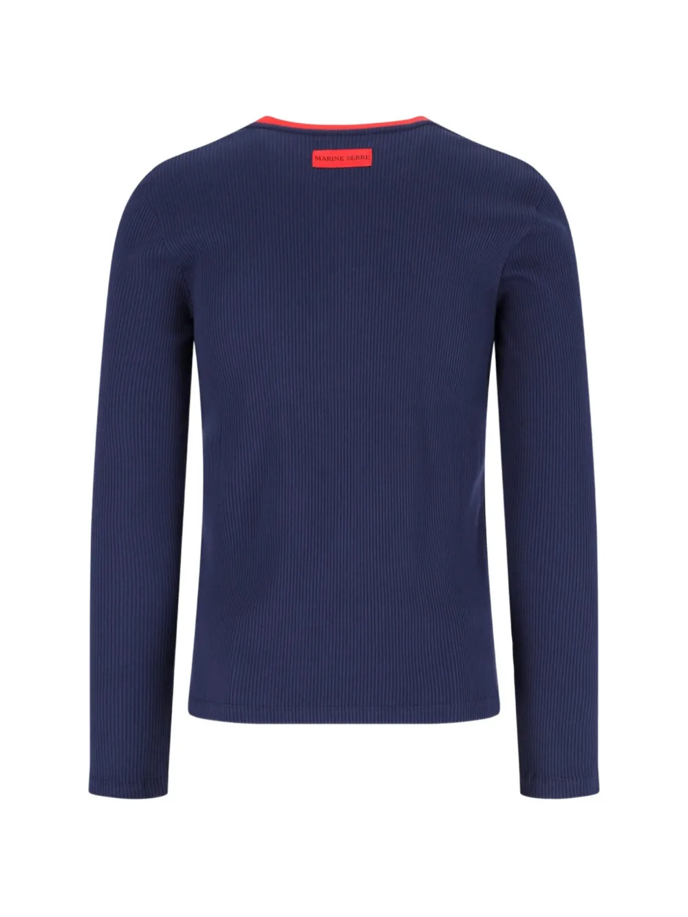 Marine Serre ribbed-knit long-sleeve T-shirt Blauw