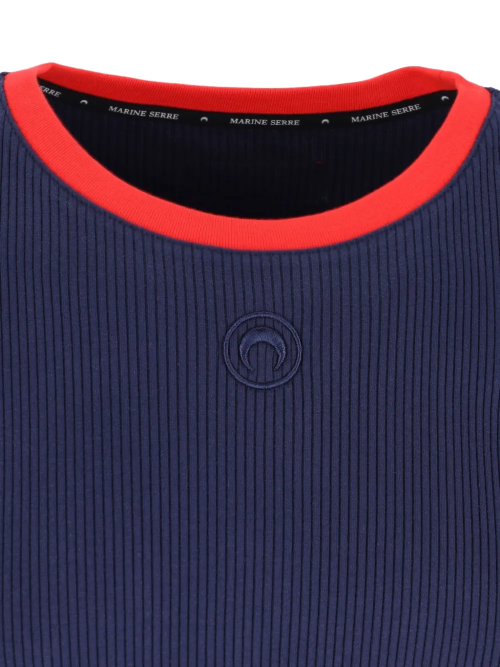 Marine Serre ribbed-knit long-sleeve T-shirt Blauw