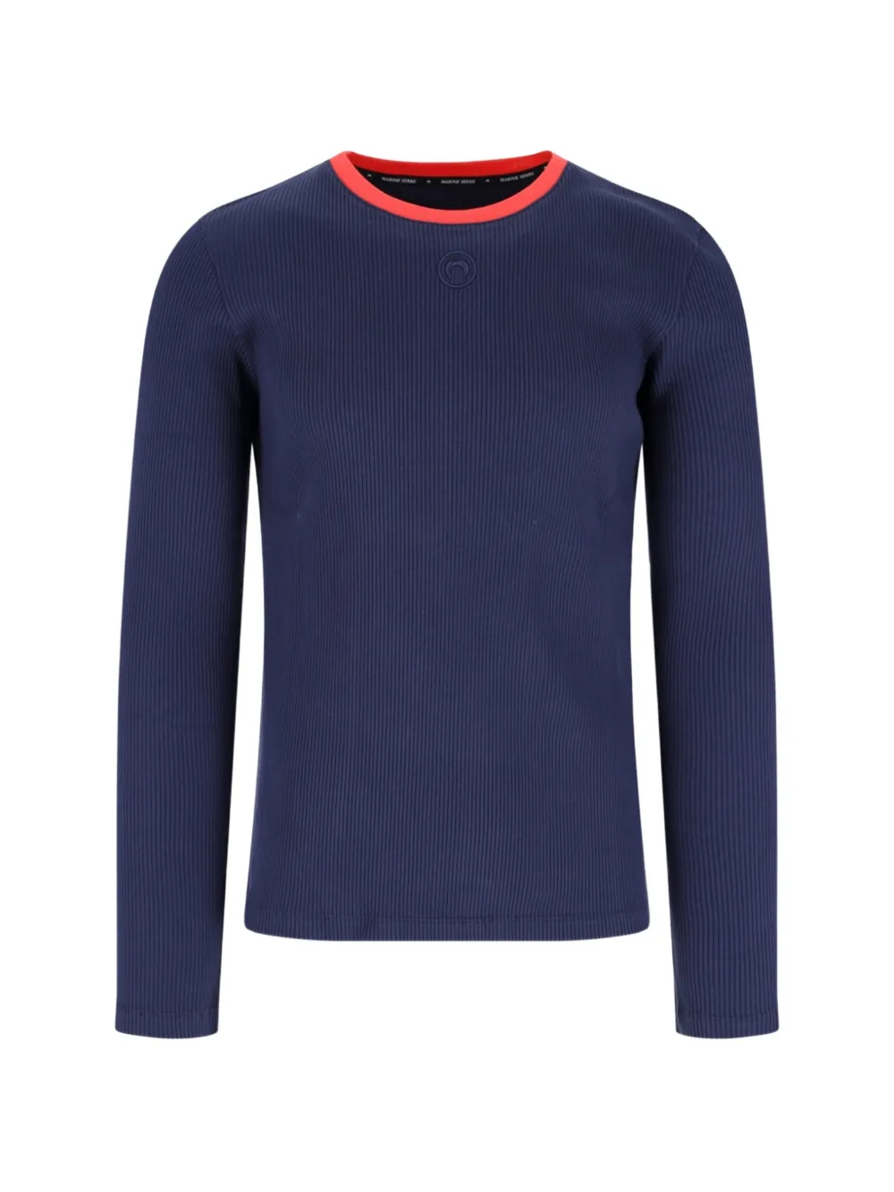 Marine Serre ribbed-knit long-sleeve T-shirt Blauw