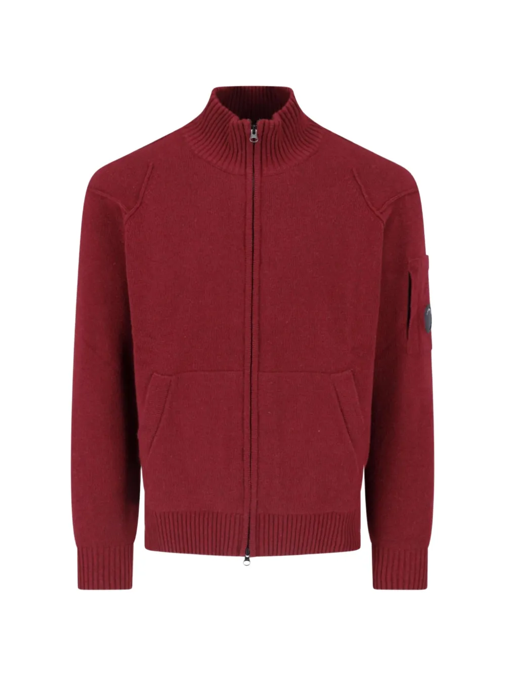 C.P. Company lambswool lens full-zip sweater - Rosso