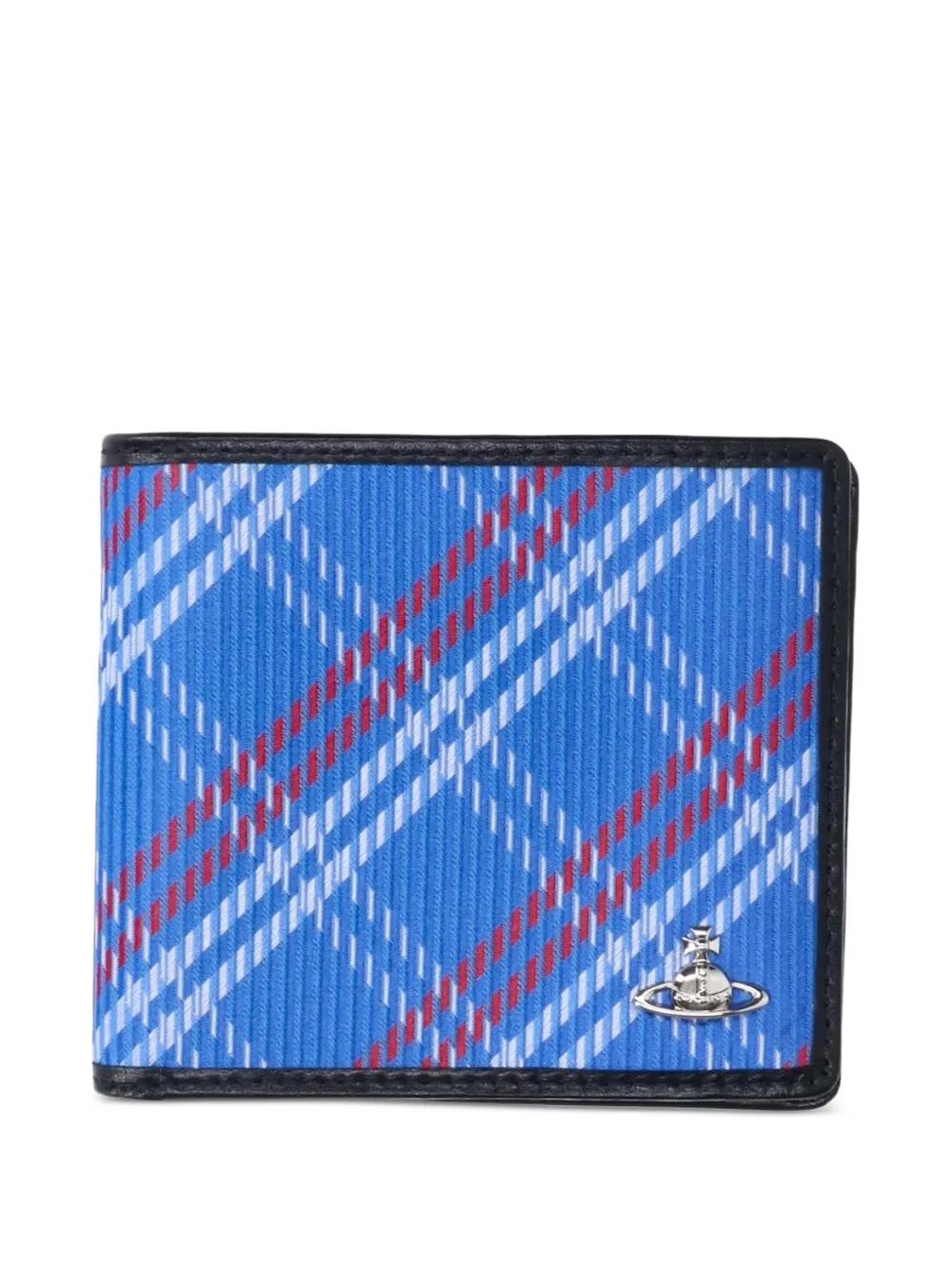 Vivienne Westwood tartan-print orb-plaque wallet - Blu