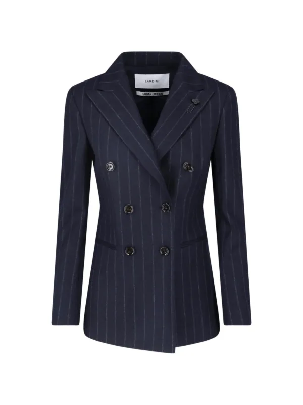 Lardini X Sugar Pinstripe Double-breasted Jacket in Blue
