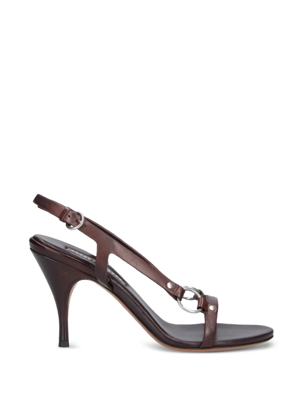 Miu Miu ring-detail leather sandals - Marrone