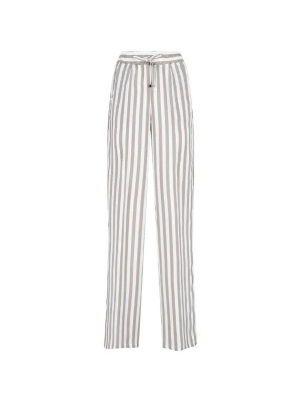 Kiton Striped Drawstring Trousers in White