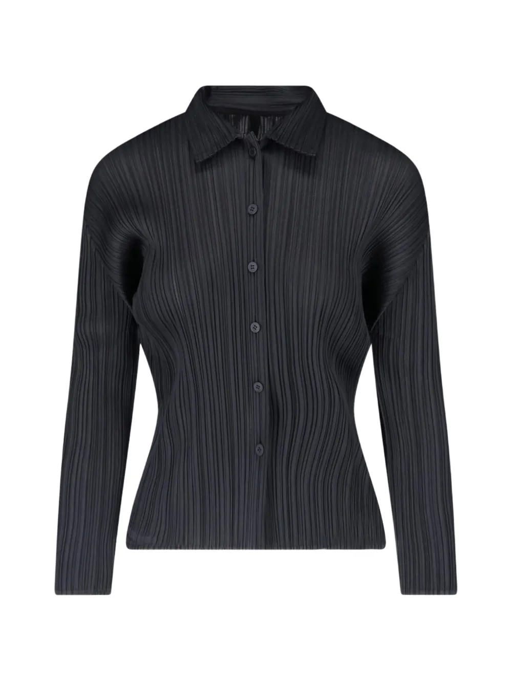 Pleats Please Issey Miyake Basics plissé shirt Zwart