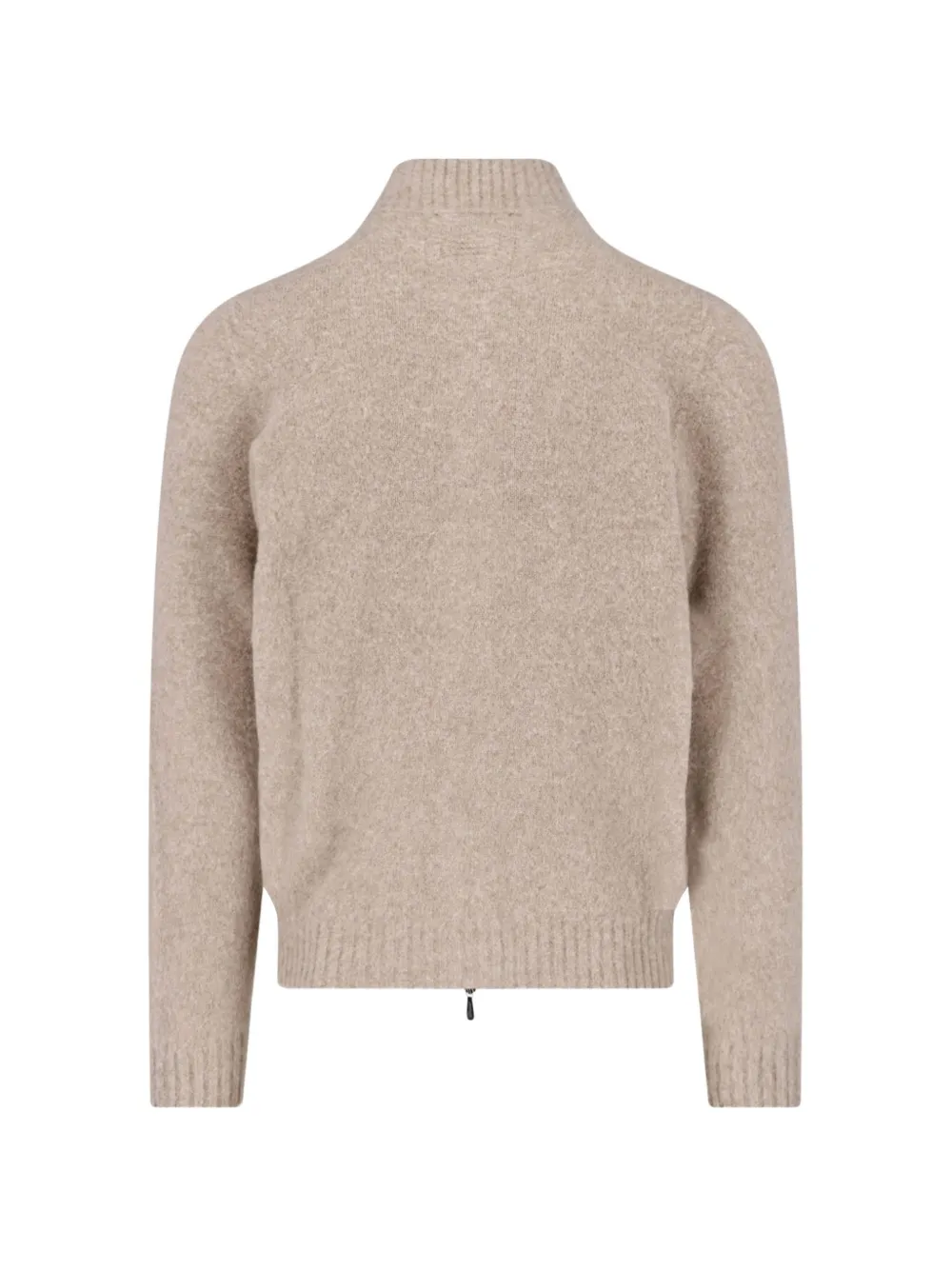 Drumohr zip-up ribbed-trim cardigan Beige