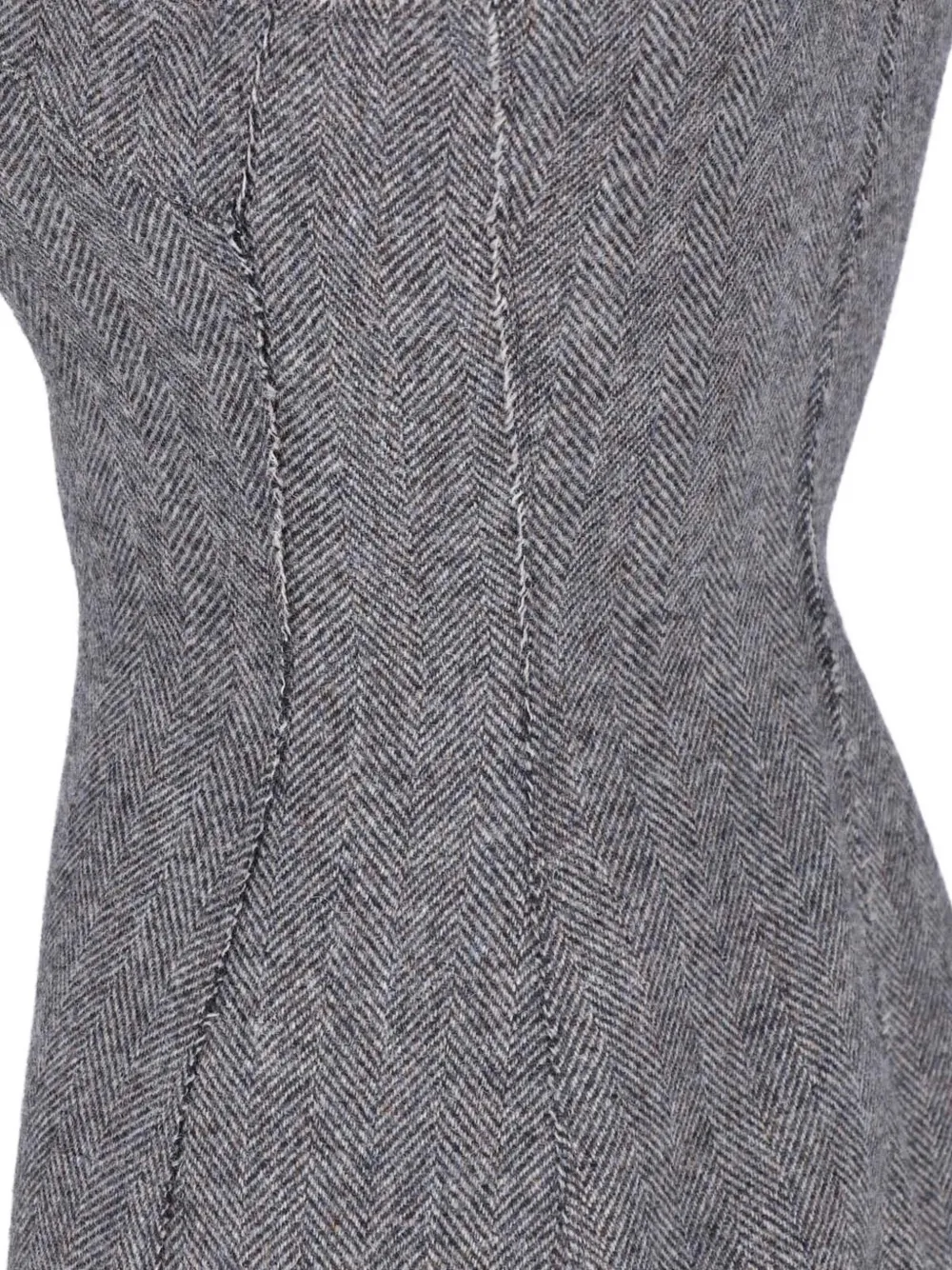 Maison Margiela Mouwloze midi-jurk met visgraatpatroon Grijs