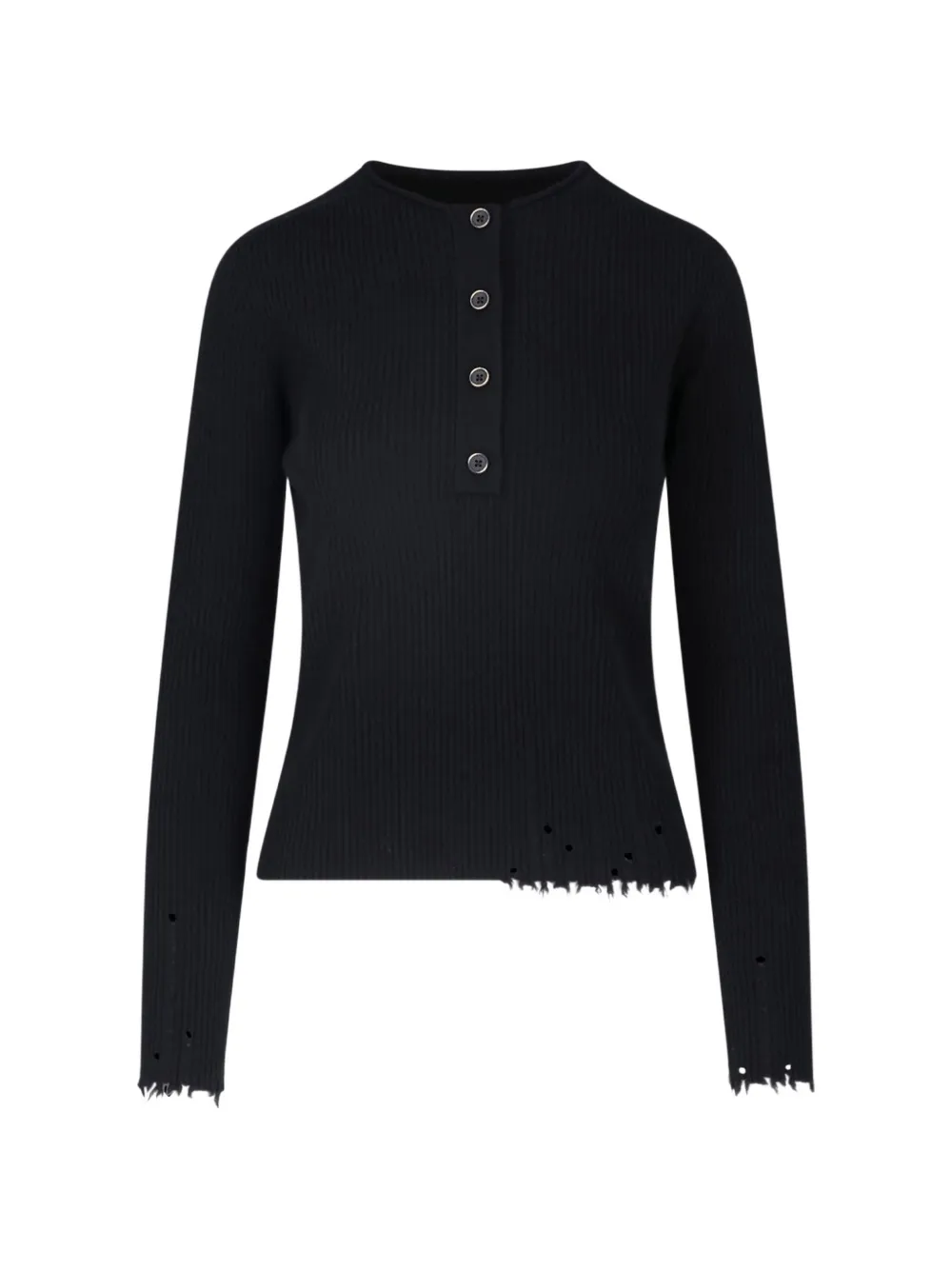 Uma Wang distressed ribbed-knit sweater - Nero