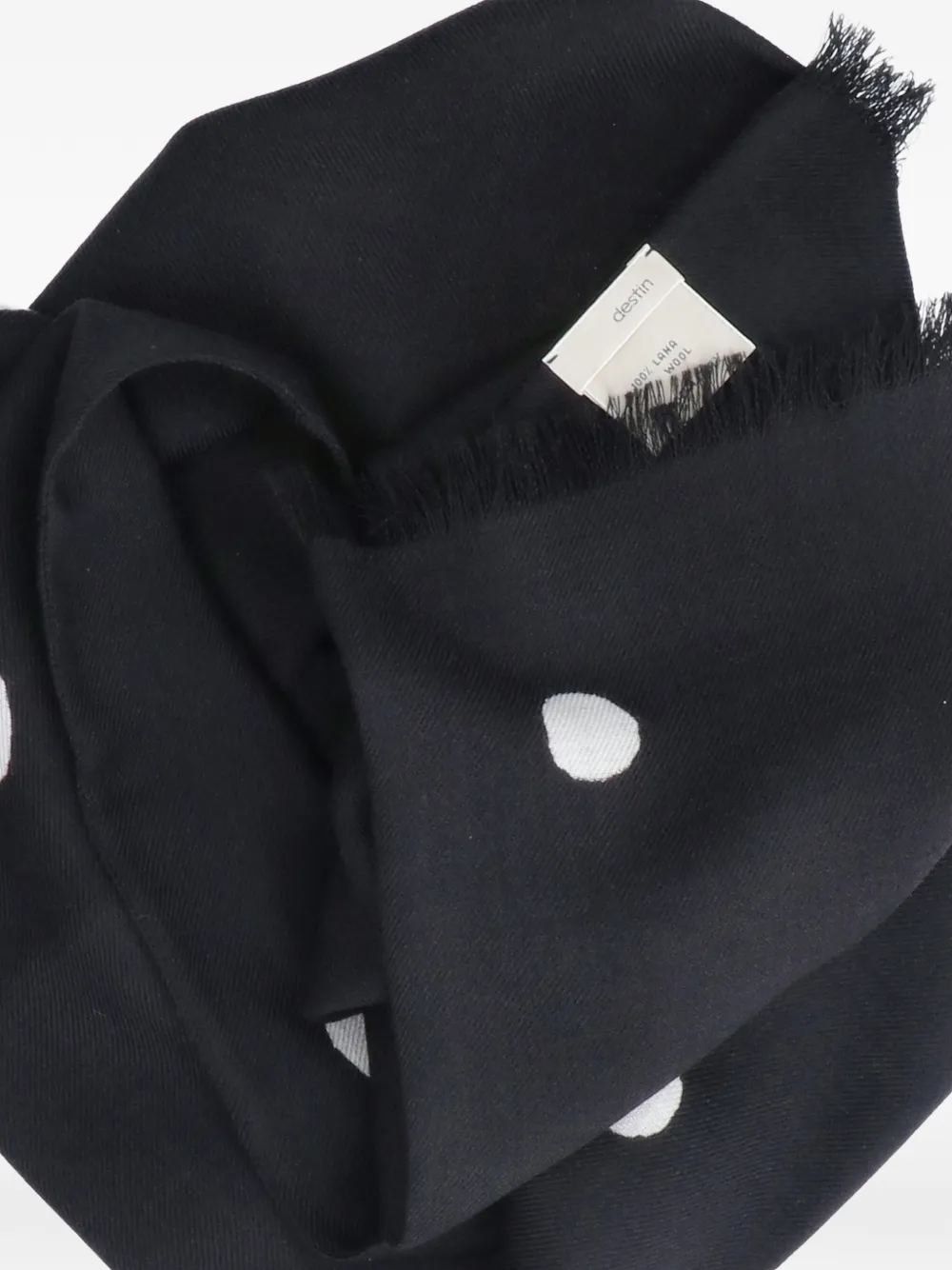 Destin polka-dot fringed scarf Zwart