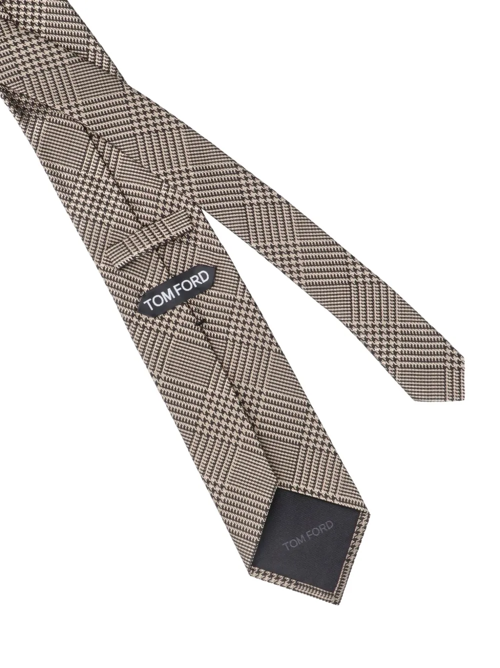 TOM FORD Prince of Wales geruite stropdas Beige