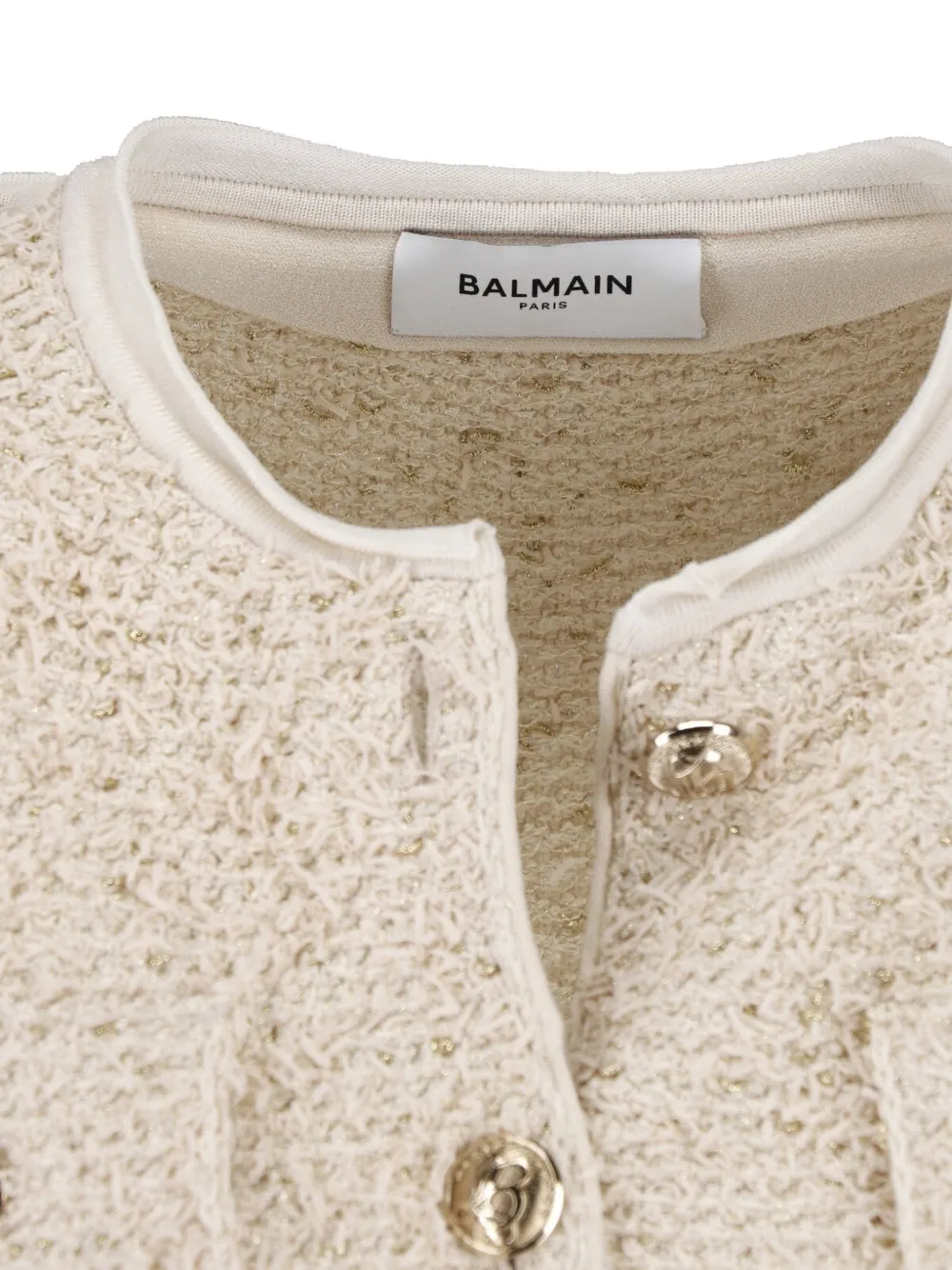 Balmain button-up tweed jacket Beige