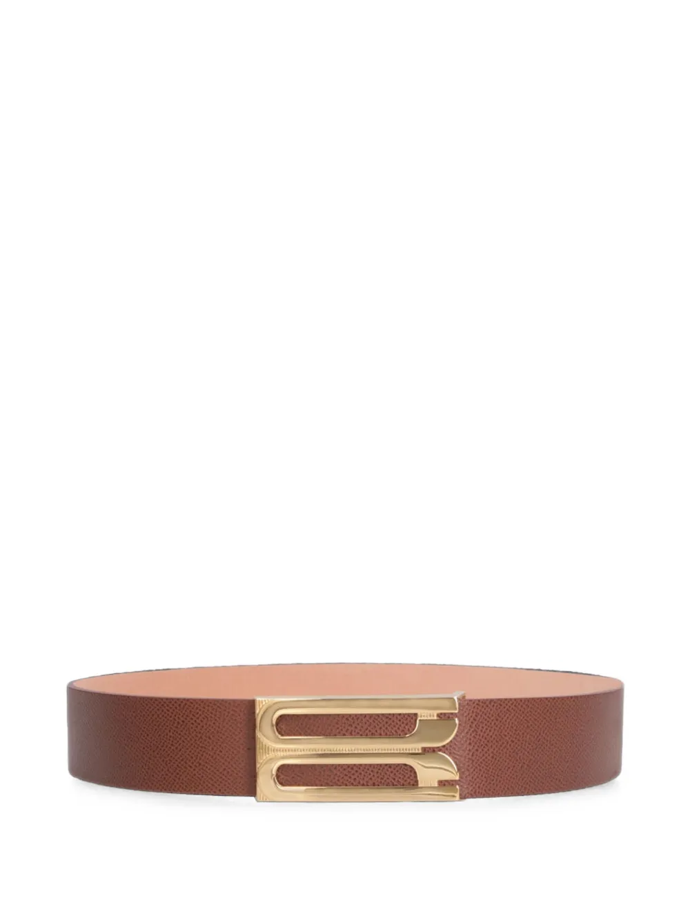 Victoria Beckham Dorian Frame logo-plaque leather belt - Marrone
