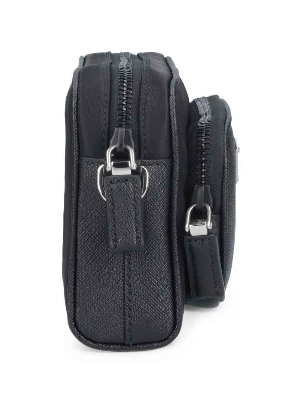 Prada logo-plaque shoulder bag Zwart
