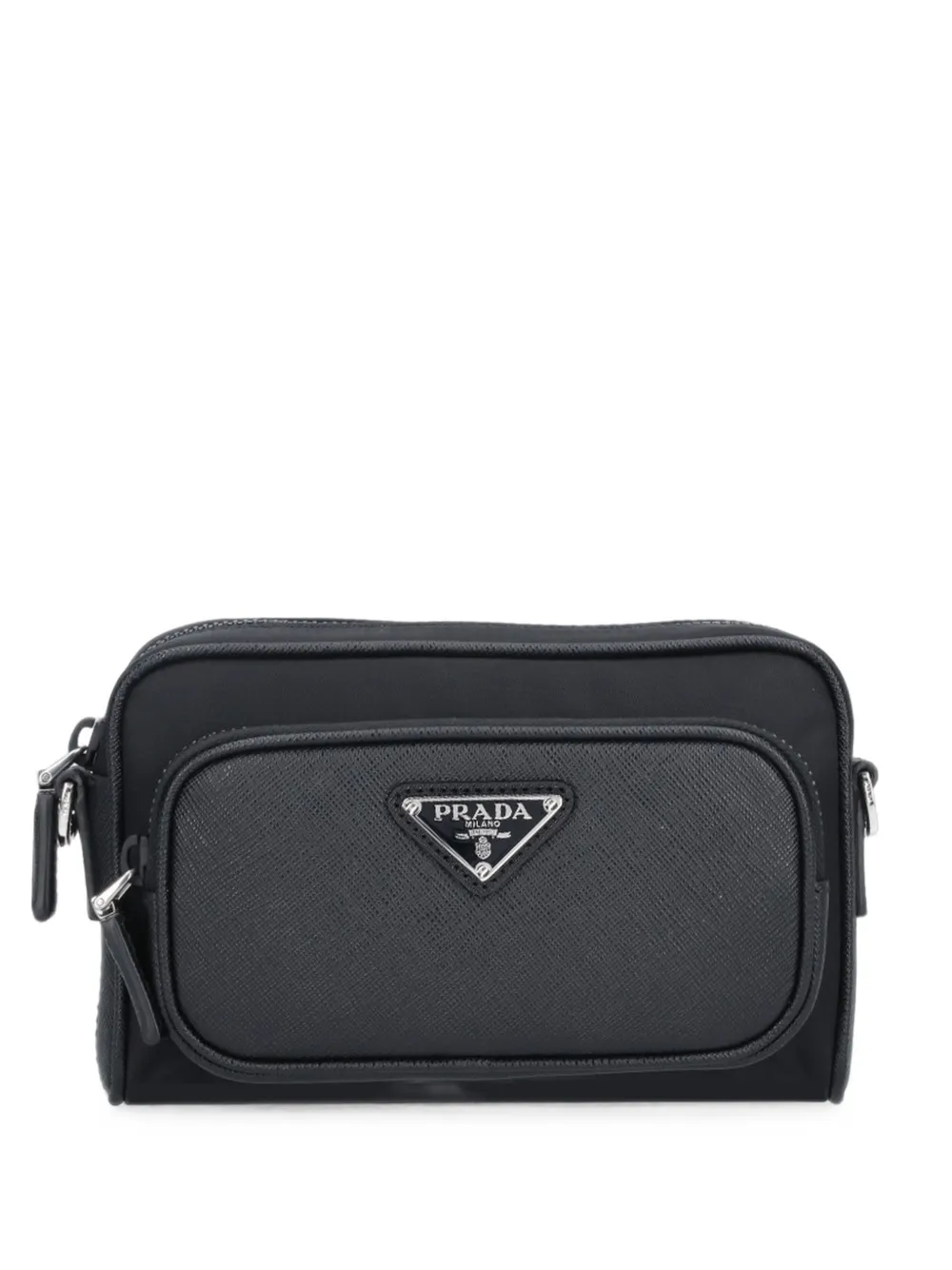 Prada logo-plaque shoulder bag - Nero