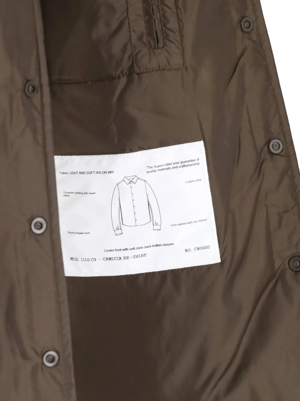 ASPESI Gewatteerde shirtjack met gewelfde zoom Groen