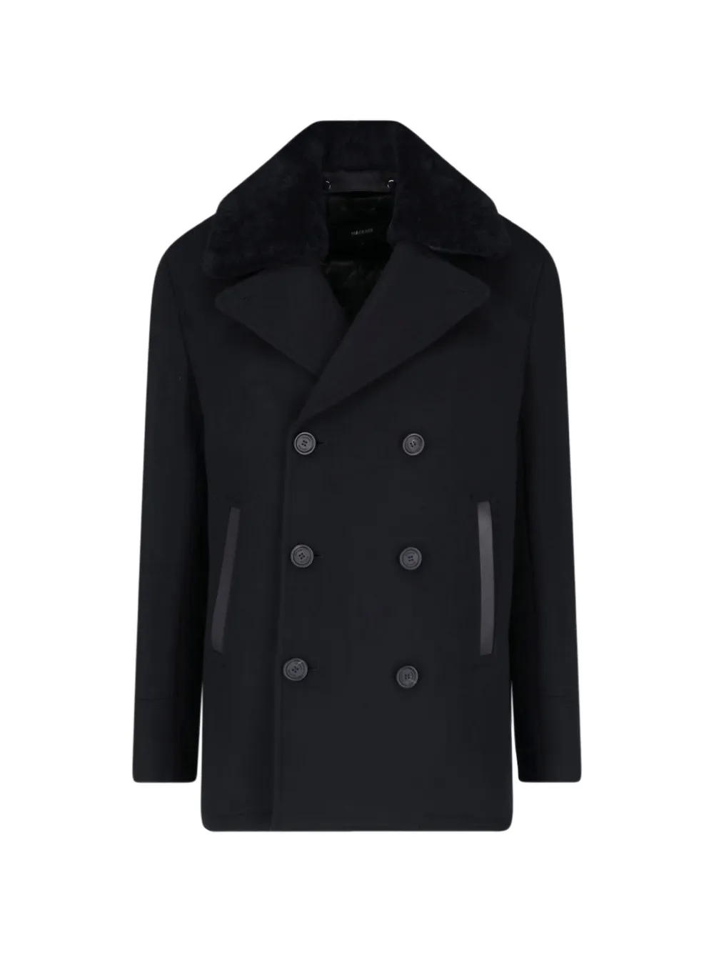 Mackage shearling-collar double-breasted coat - Black