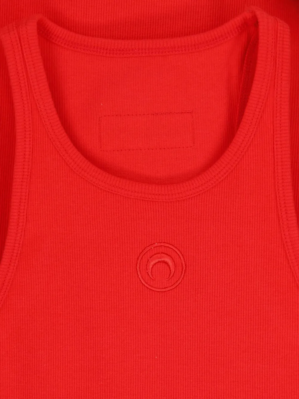 Marine Serre Moon logo ribbed tank top Rood