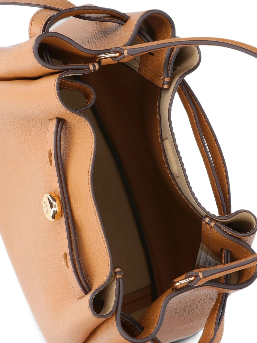 Tory Burch Romy leren shopper met logo-plakkaat Beige